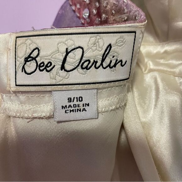 B Darlin Prom Dress Size 9 10 Halter Beaded Satin Maxi Purple Blue Chiffon - Picture 10 of 11